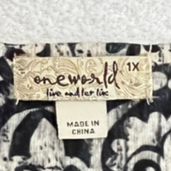 One World Womens Top, Flutter Sleeves, Plus Size 1X - Picture 2 of 7